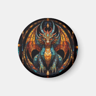 Cute Dragon Stained Glass Mosaic Design Magnet