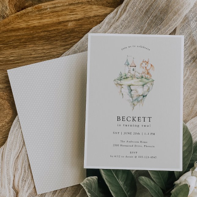 Cute Dragon Theme Birthday Party Invitation (Creator Uploaded)