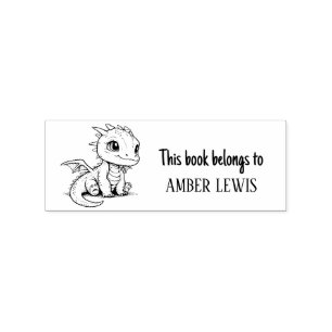 Cute Dragon This Book Belongs To Stamp