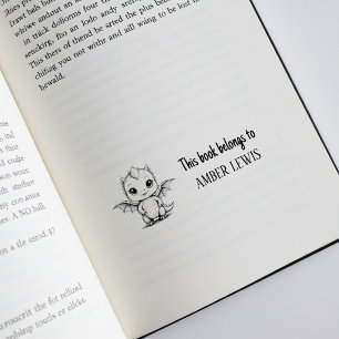 Cute Dragon This Book Belongs To Stamp