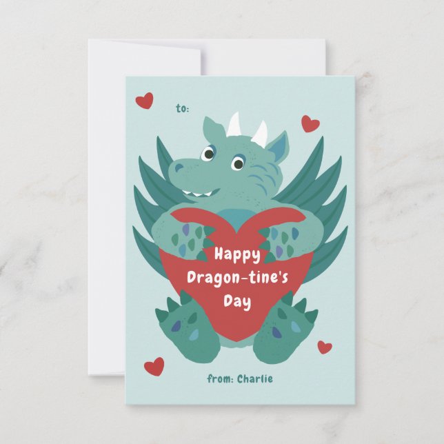 Cute Dragon Valentine Card (Front)