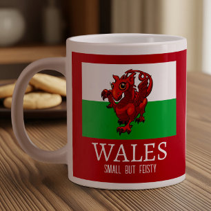 Cute Dragon Wales Small But Feisty Flag Cartoon Giant Coffee Mug