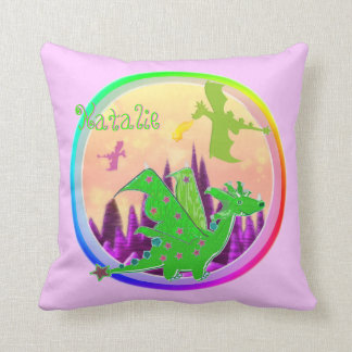 Cute Dragon with customizable Name Natalie Throw Pillow