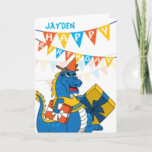 Cute Dragon with presents Birthday Card