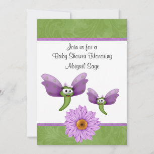 Cute Dragonflies and Flower Baby Shower Invitation