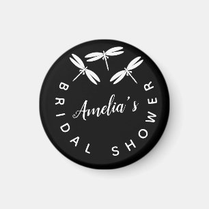 Cute Dragonflies  Black  Bridal Shower   Magnet