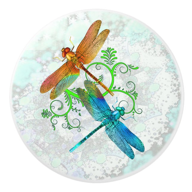 Cute Dragonflies Ceramic Knob (Front)