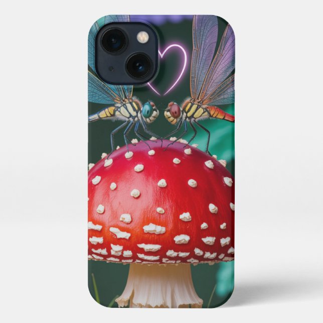 Cute Dragonflies on a Mushroom -  iPhone Case (Back)