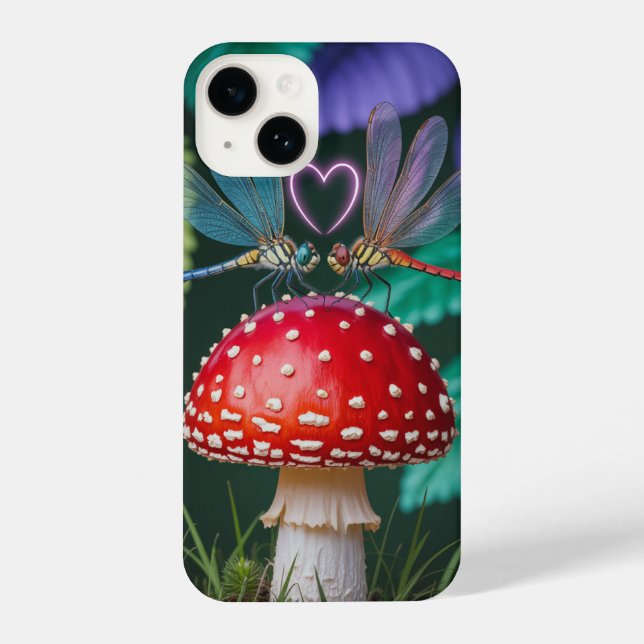Cute Dragonflies on a Mushroom - iPhone Case (Back)