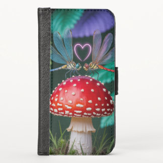 Cute Dragonflies on a Mushroom - iPhone X Wallet Case