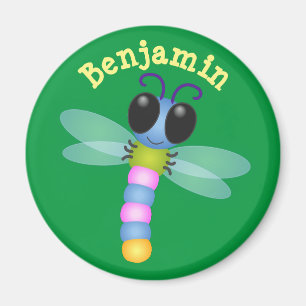 Cute dragonfly cartoon illustration magnet