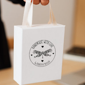 Cute Dragonfly Handmade with love,  Rubber Stamp