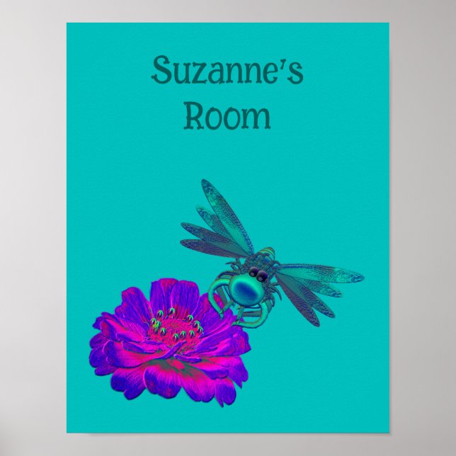 Cute Dragonfly Kids Room Personalized  Poster (Front)