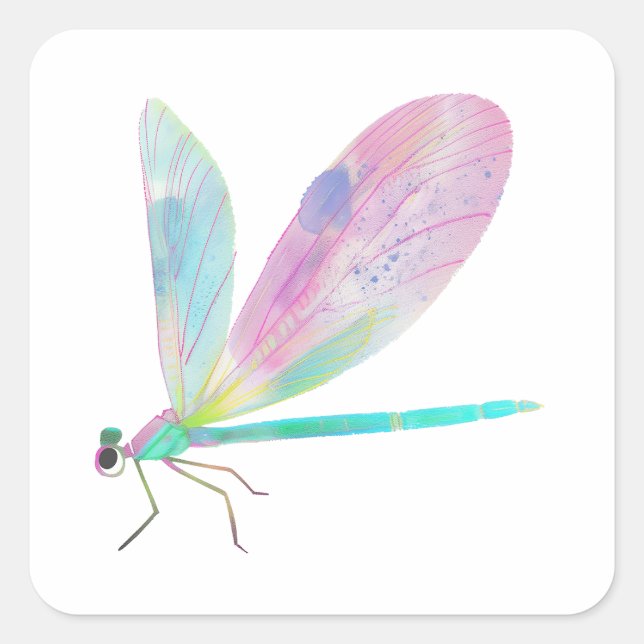 Cute dragonfly square sticker (Front)
