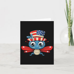Cute Dragonfly Usa Flag 4th Of July Card