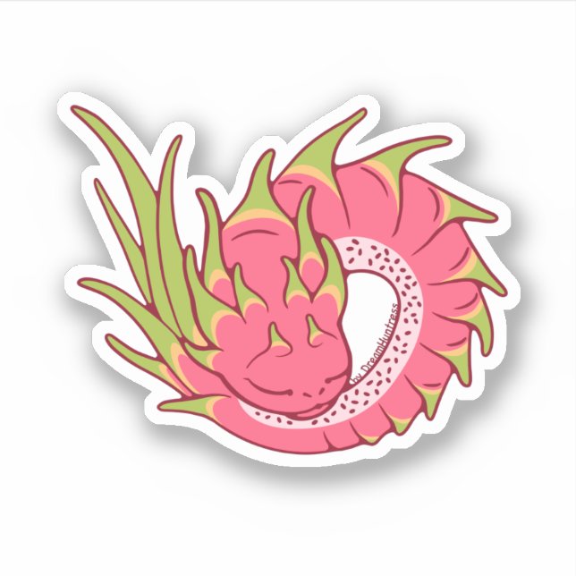 Cute Dragonfruit Dragon Sweet Sleeping Baby Sticker (Front)