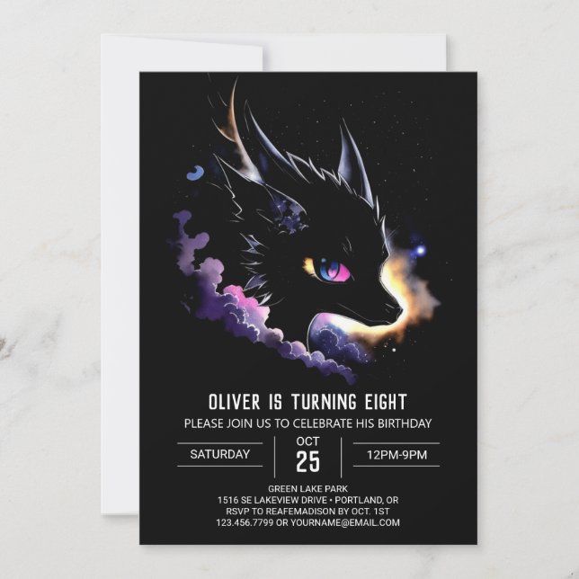 Cute Dragon's Fairytale Birthday Invitation (Front)