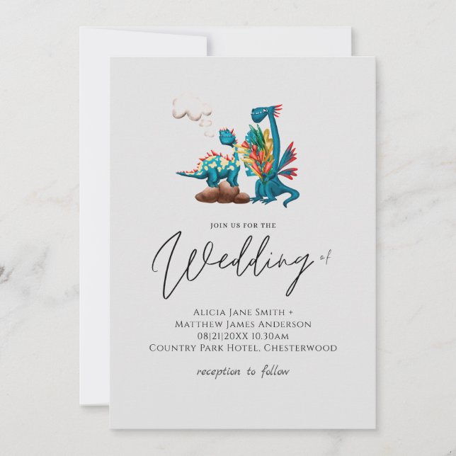 Cute Dragons In Love Turquoise Gray Wedding (Front)