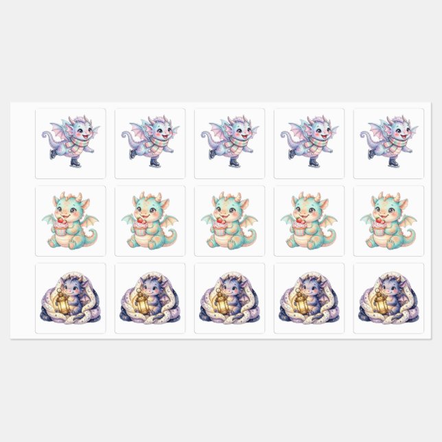 Cute Dragons Labels (Sheet)