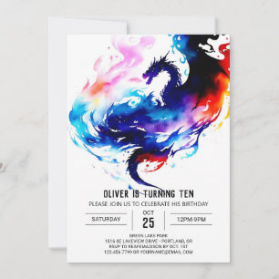 Cute Dragon's Mythical Birthday Invitation