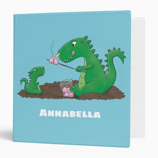 Cute dragons roasting marshmallows cartoon 3 ring binder (Front/Inside)