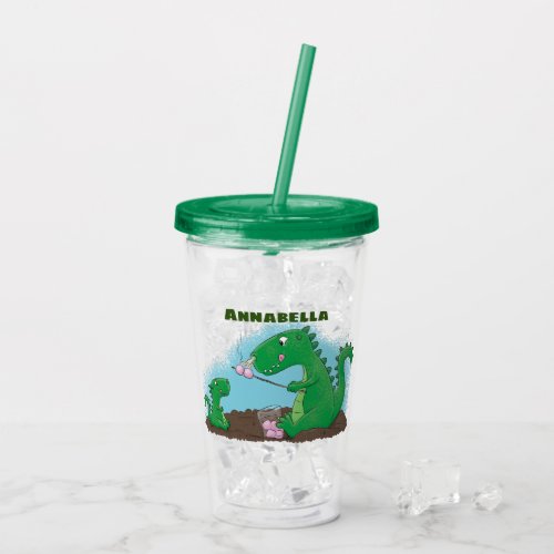 Cute dragons roasting marshmallows cartoon acrylic tumbler