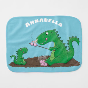 Cute dragons roasting marshmallows cartoon baby burp cloth