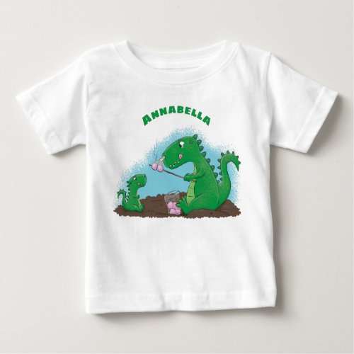 Cute dragons roasting marshmallows cartoon baby T_Shirt