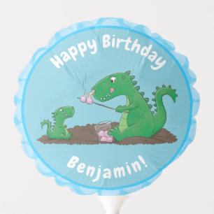 Cute dragons roasting marshmallows cartoon balloon