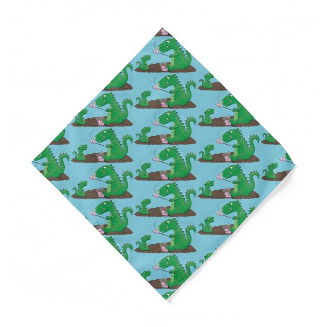 Cute dragons roasting marshmallows cartoon bandana (Front)