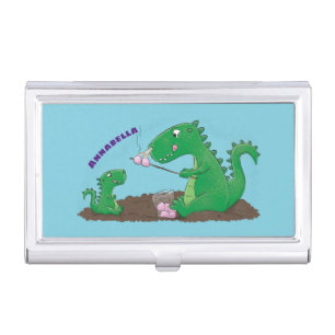 Cute dragons roasting marshmallows cartoon business card case