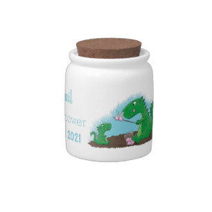 Cute dragons roasting marshmallows cartoon candy jar