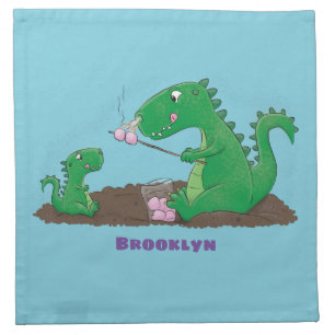 Cute dragons roasting marshmallows cartoon cloth napkin