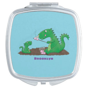 Cute dragons roasting marshmallows cartoon compact mirror