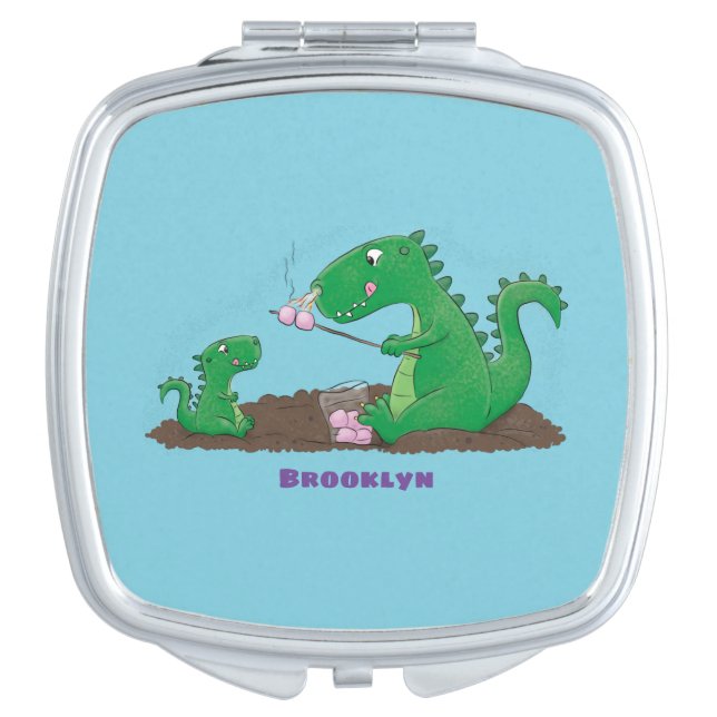 Cute dragons roasting marshmallows cartoon compact mirror (Front)
