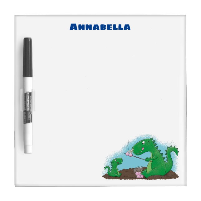 Cute dragons roasting marshmallows cartoon dry erase board (Front)