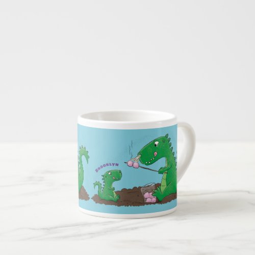 Cute dragons roasting marshmallows cartoon espresso cup