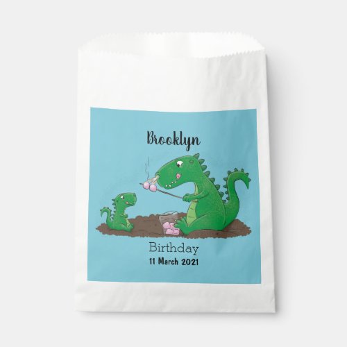 Cute dragons roasting marshmallows cartoon favor bag