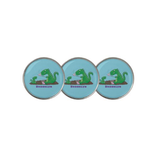 Cute dragons roasting marshmallows cartoon golf ball marker