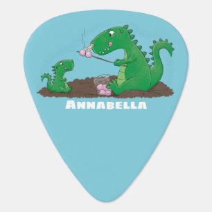 Cute dragons roasting marshmallows cartoon guitar pick