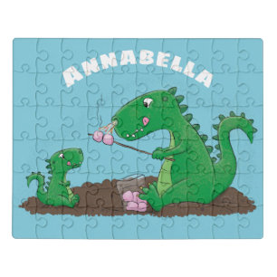 Cute dragons roasting marshmallows cartoon jigsaw puzzle