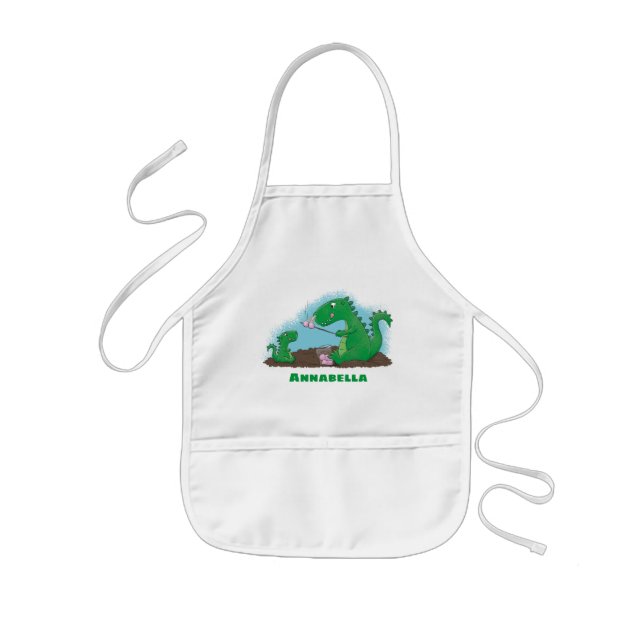 Cute dragons roasting marshmallows cartoon kids' apron (Front)
