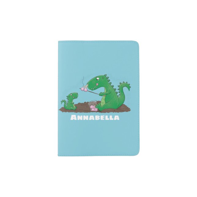 Cute dragons roasting marshmallows cartoon passport holder (Front)