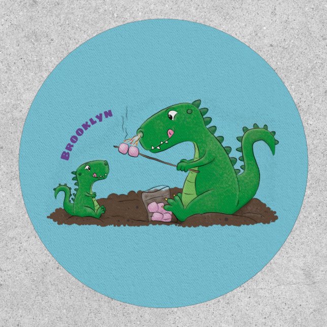 Cute dragons roasting marshmallows cartoon patch (Front)
