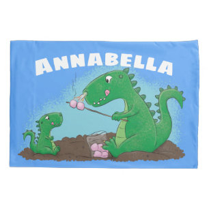 Cute dragons roasting marshmallows cartoon pillow case