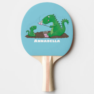 Cute dragons roasting marshmallows cartoon ping pong paddle
