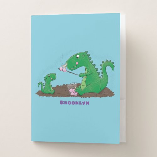 Cute dragons roasting marshmallows cartoon pocket folder