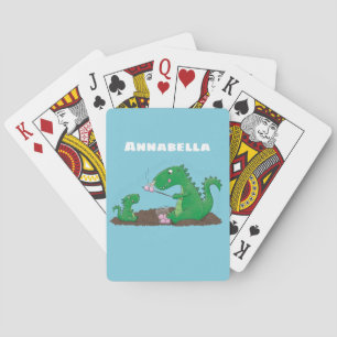 Cute dragons roasting marshmallows cartoon poker cards