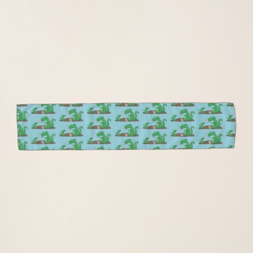 Cute dragons roasting marshmallows cartoon scarf