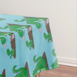 Cute dragons roasting marshmallows cartoon tablecloth